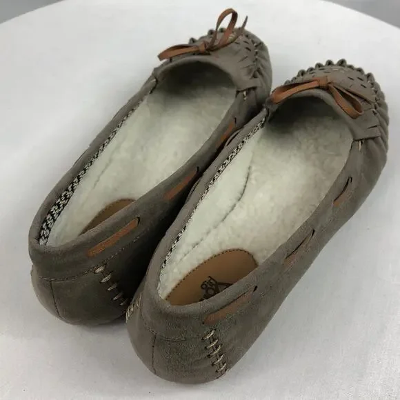 Girl Mia Women Sz 9M Blanche Taupe Leather Suede SlipOn Flats Loafers Moccasins - Picture 5 of 9
